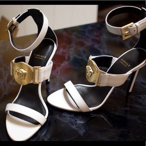 White Versace Medallion Signature Sandals